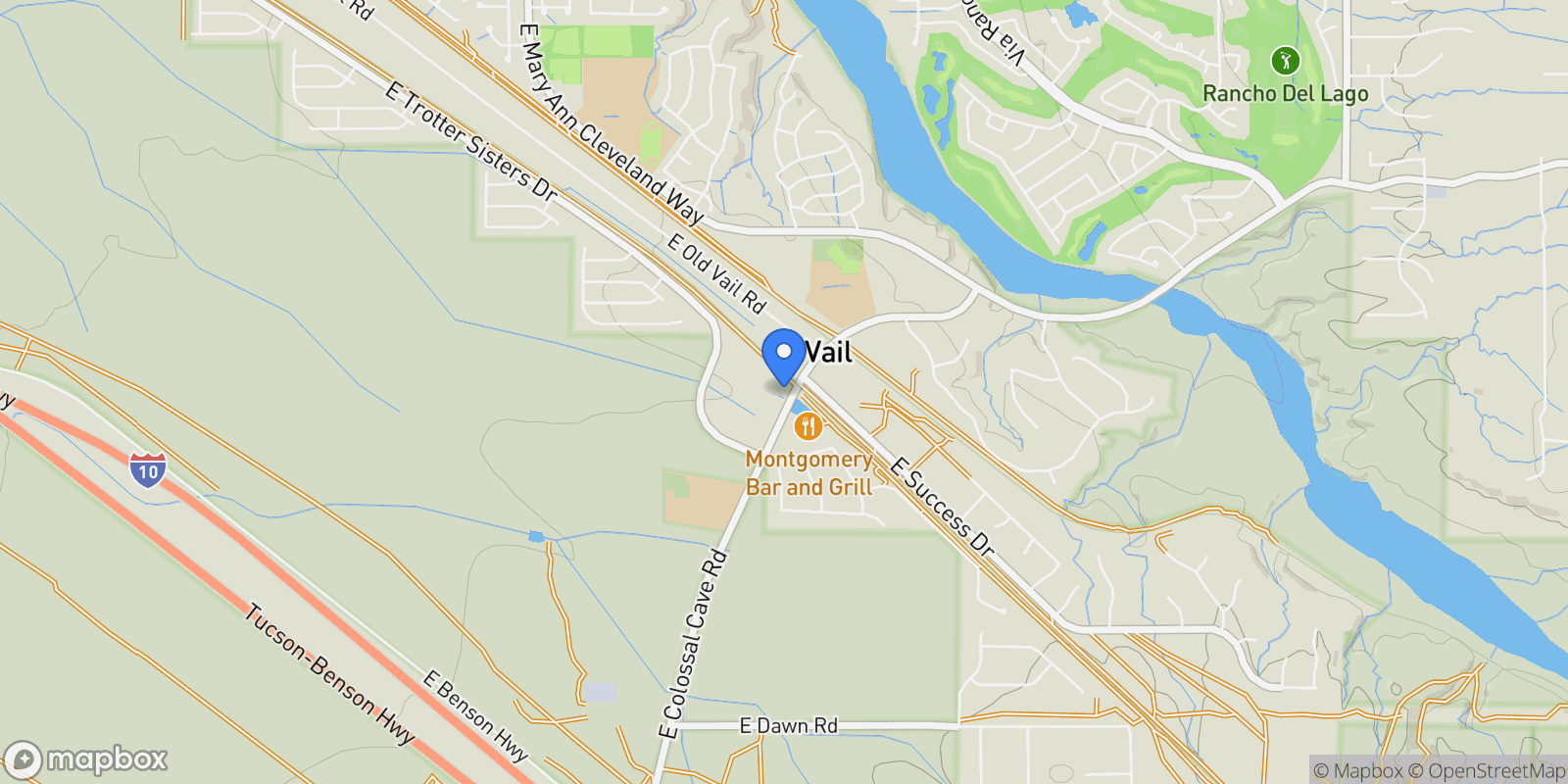 Map showing 13185 E Colossal Cave Road, Vail, Arizona, United States.