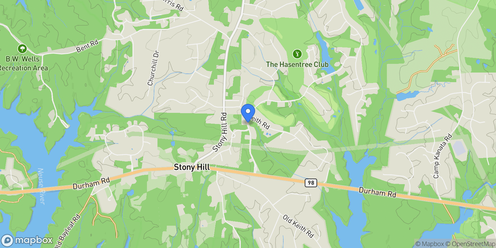 Map showing 7100 Hasentree Club Drive, Wake Forest, NC 27587, Wake Forest, North Carolina, United States.