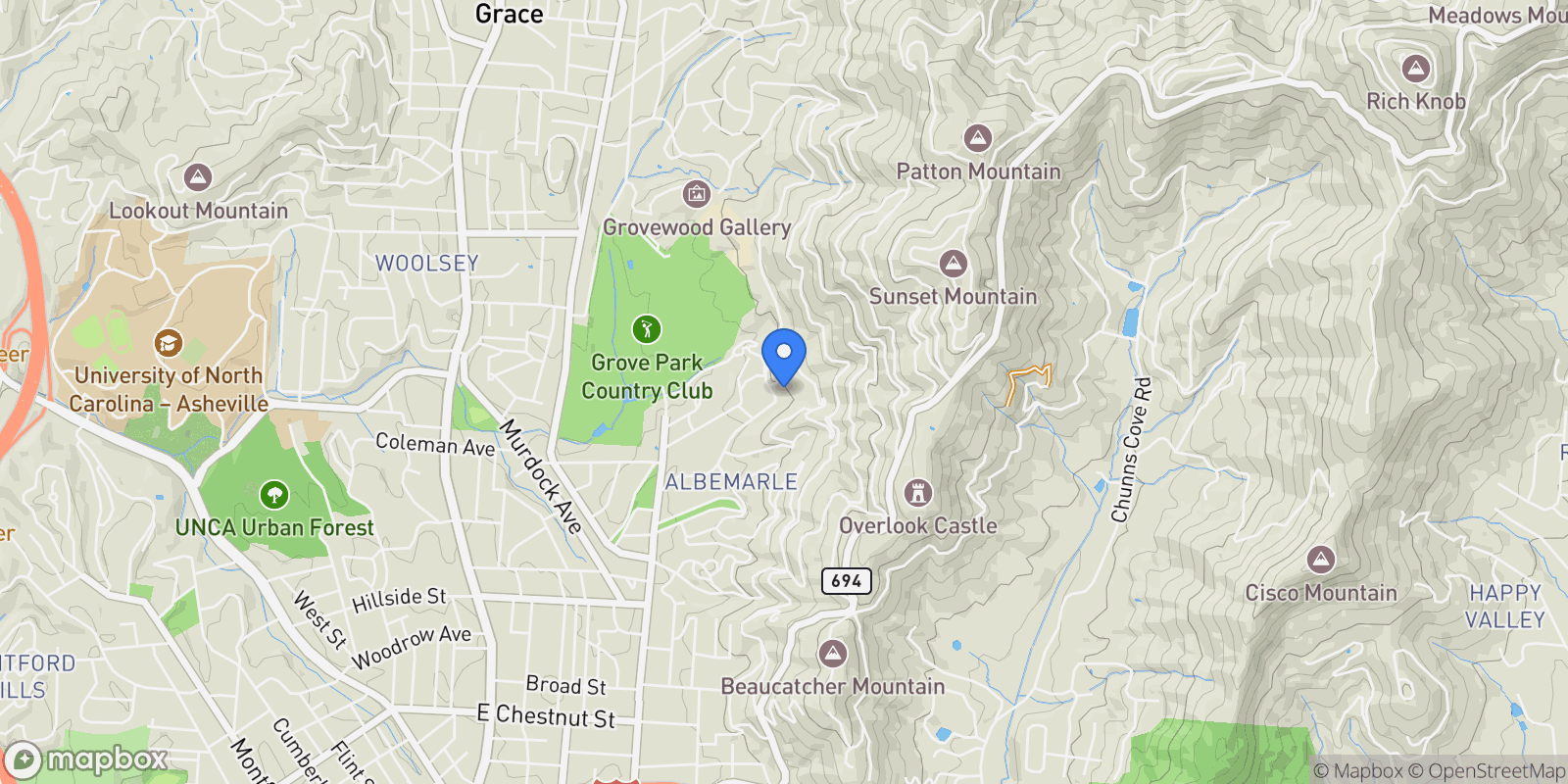 Map showing 165 Macon Avenue, Asheville, NC 28801, Asheville, North Carolina, United States.