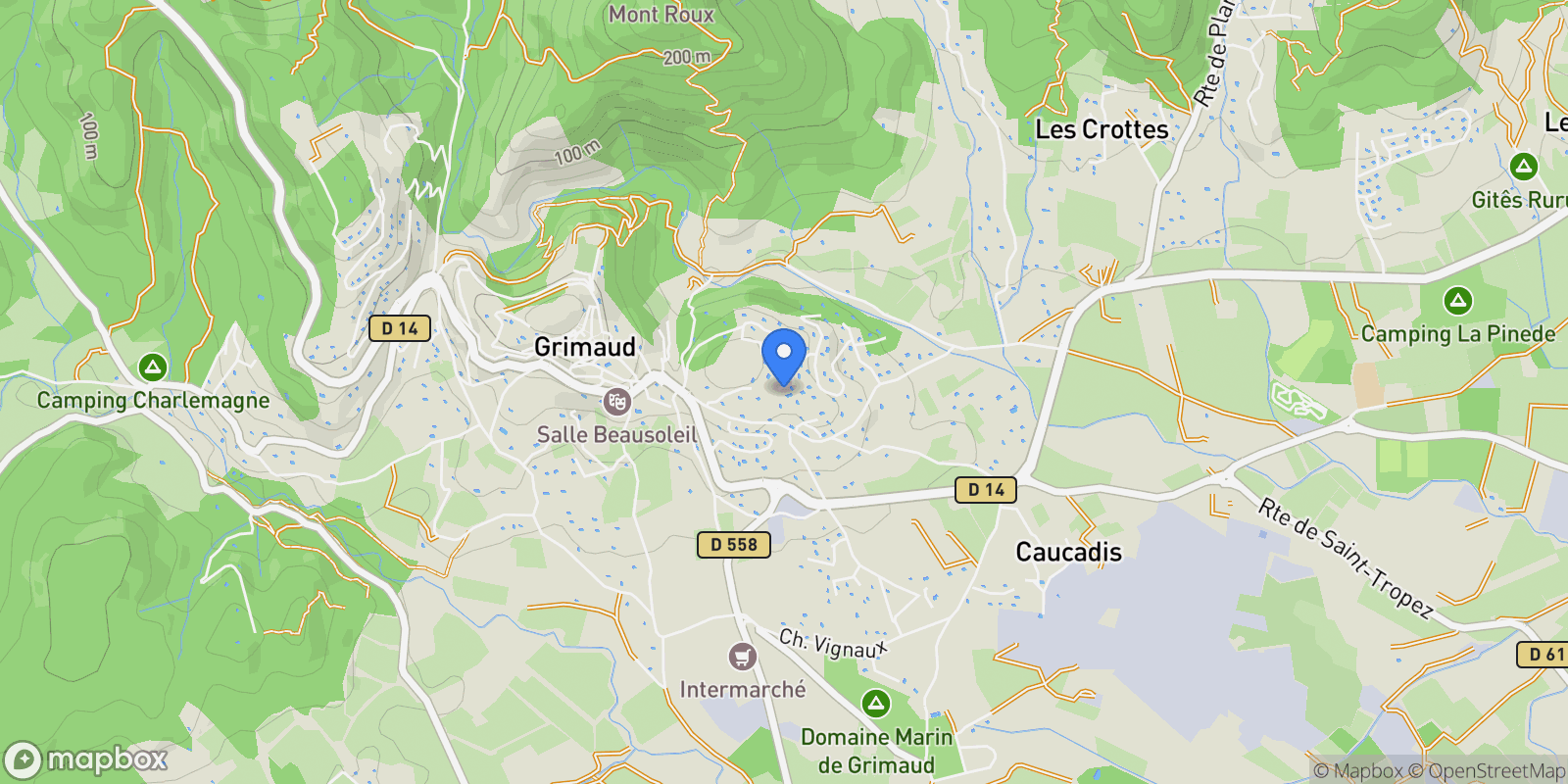 Map showing Grimaud, Provence-Alpes-Côte d'Azur, France.