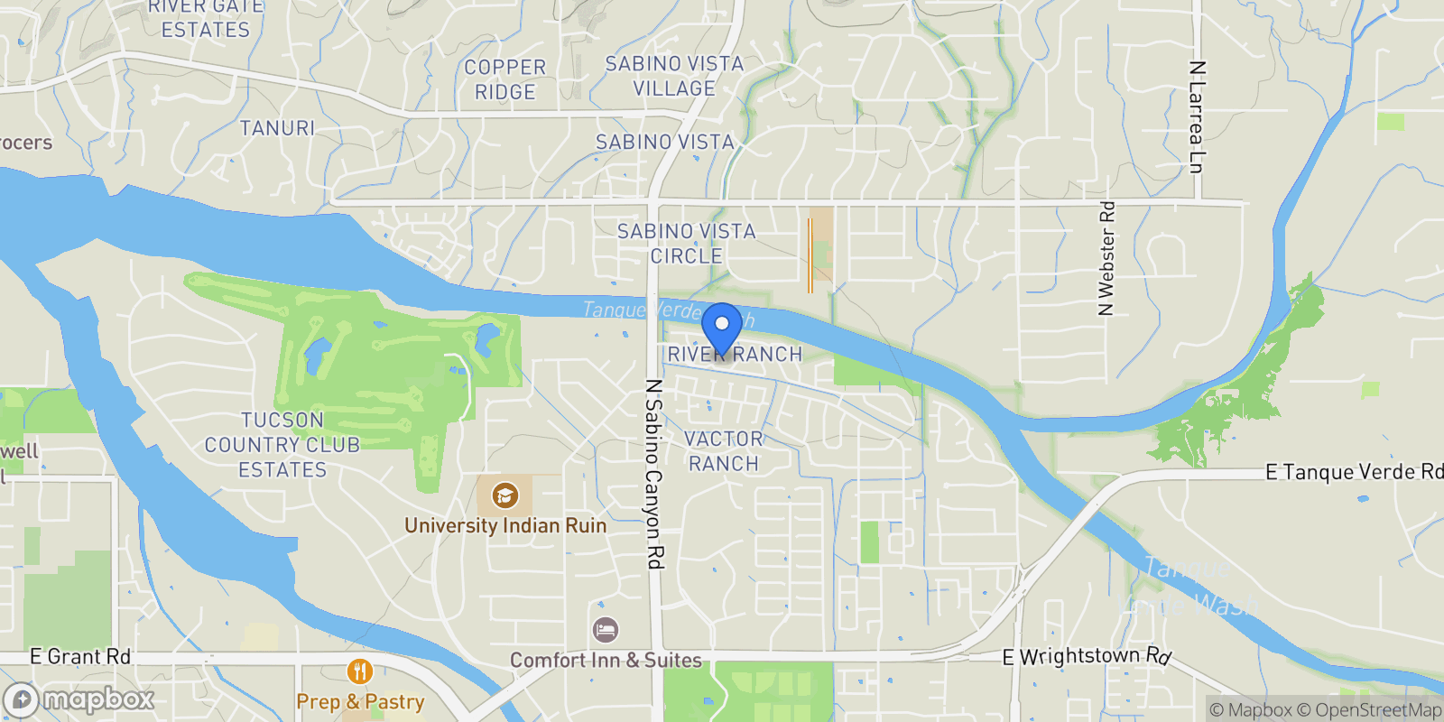 Map showing 7246 E Shoreline Drive, Tucson, Arizona, United States.