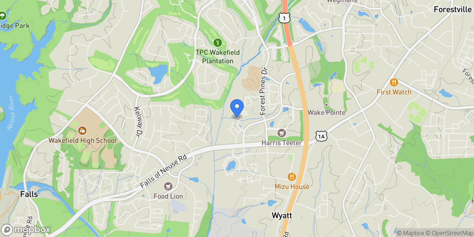 Map showing 5808 Norwood Ridge Drive, Raleigh, NC 27614, Raleigh, North Carolina, United States.