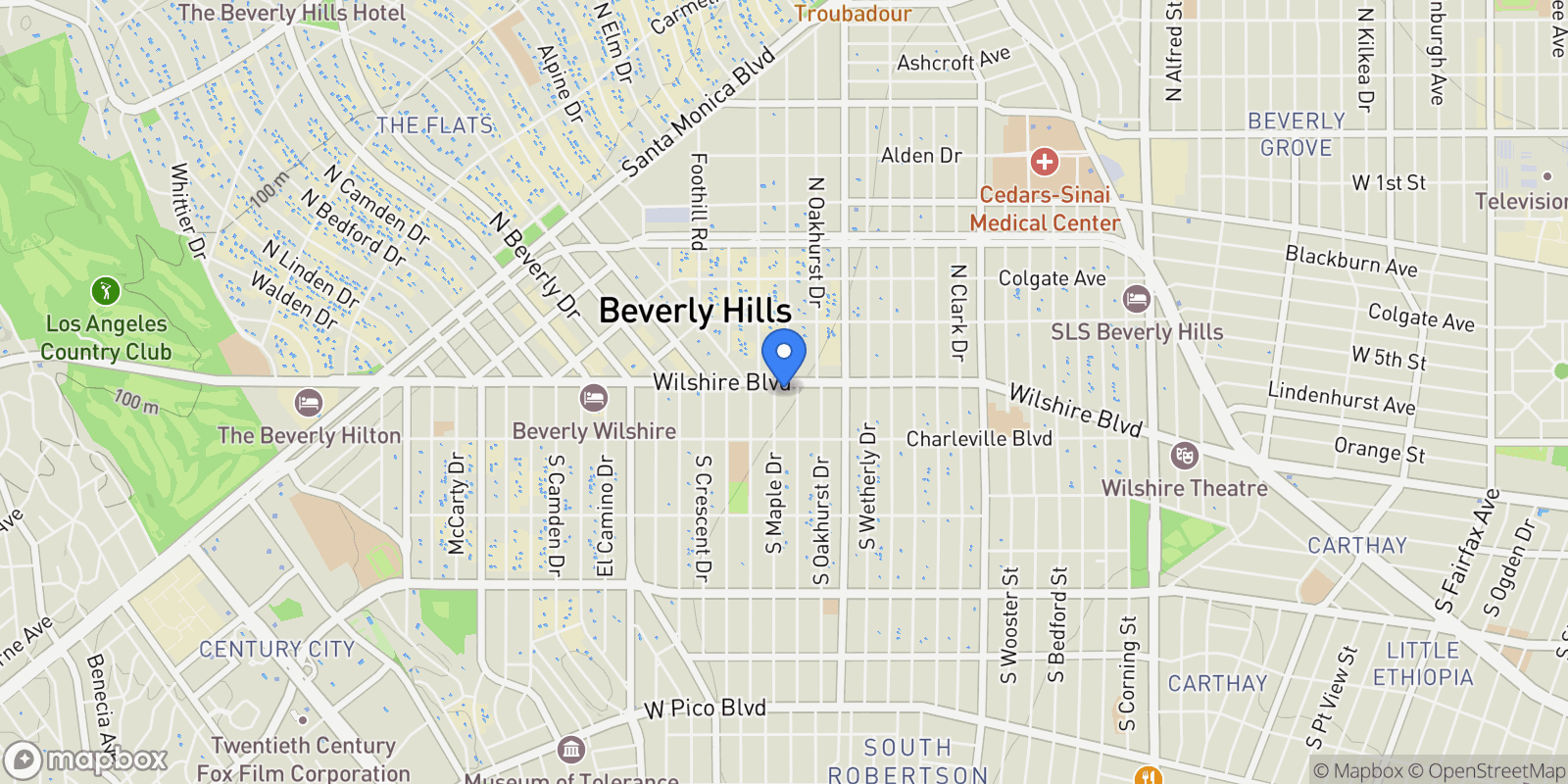 Map showing 9200 Wilshire Blvd 306W, Beverly Hills, California, United States.