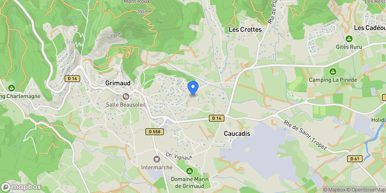 Map showing Grimaud, Provence-Alpes-Côte d'Azur, France.