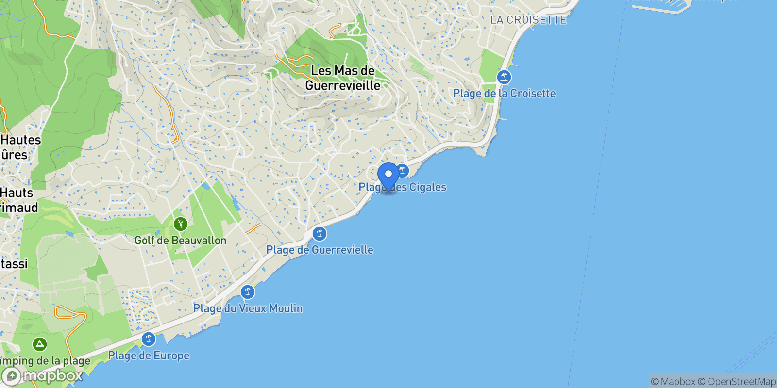 Map showing Grimaud, Provence-Alpes-Côte d'Azur, France.