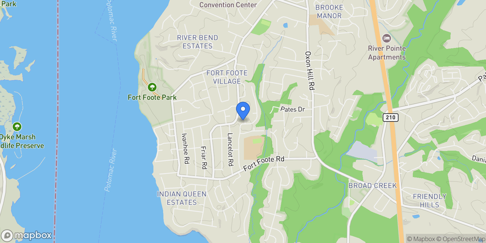 Map showing 9015 Longbow Road, Fort Washington, Maryland, United States.
