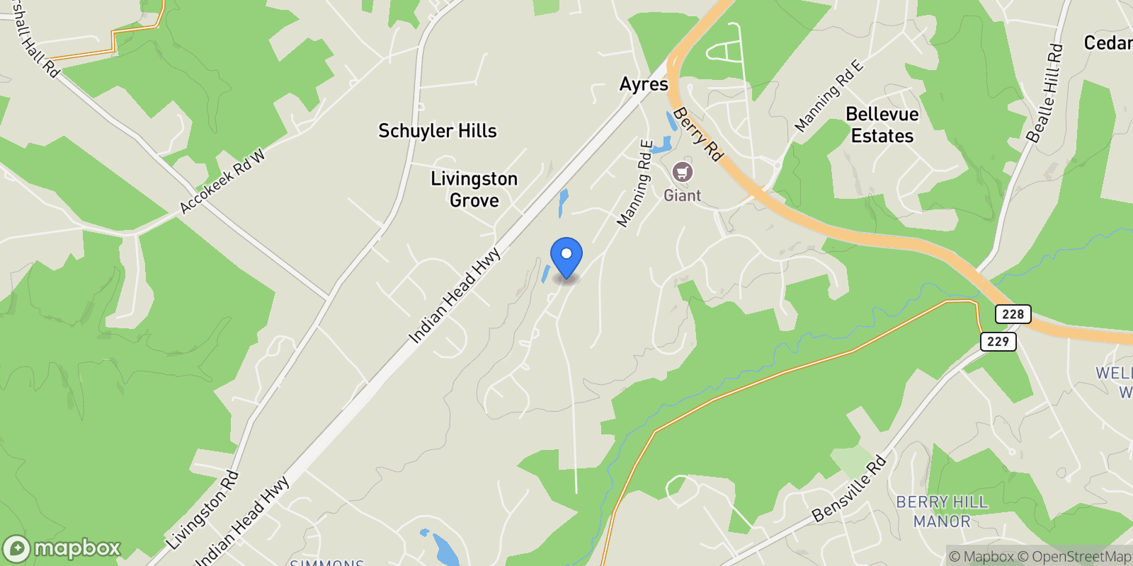 Map showing 17108 Madrillon Way, Accokeek, Maryland, United States.