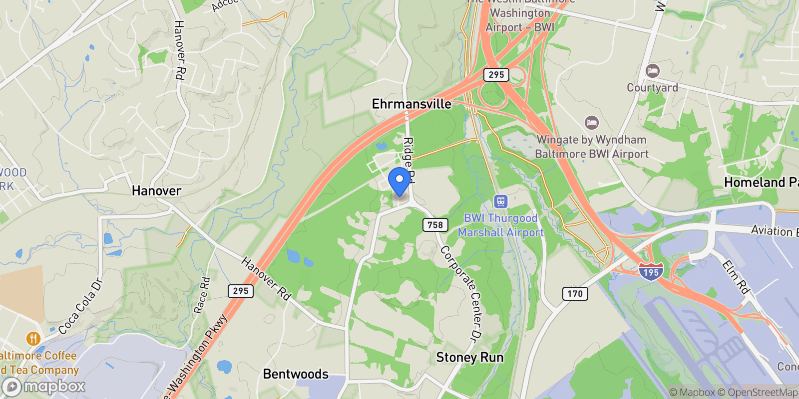Map showing 7155 Millstone Road, Hanover, Maryland, United States.