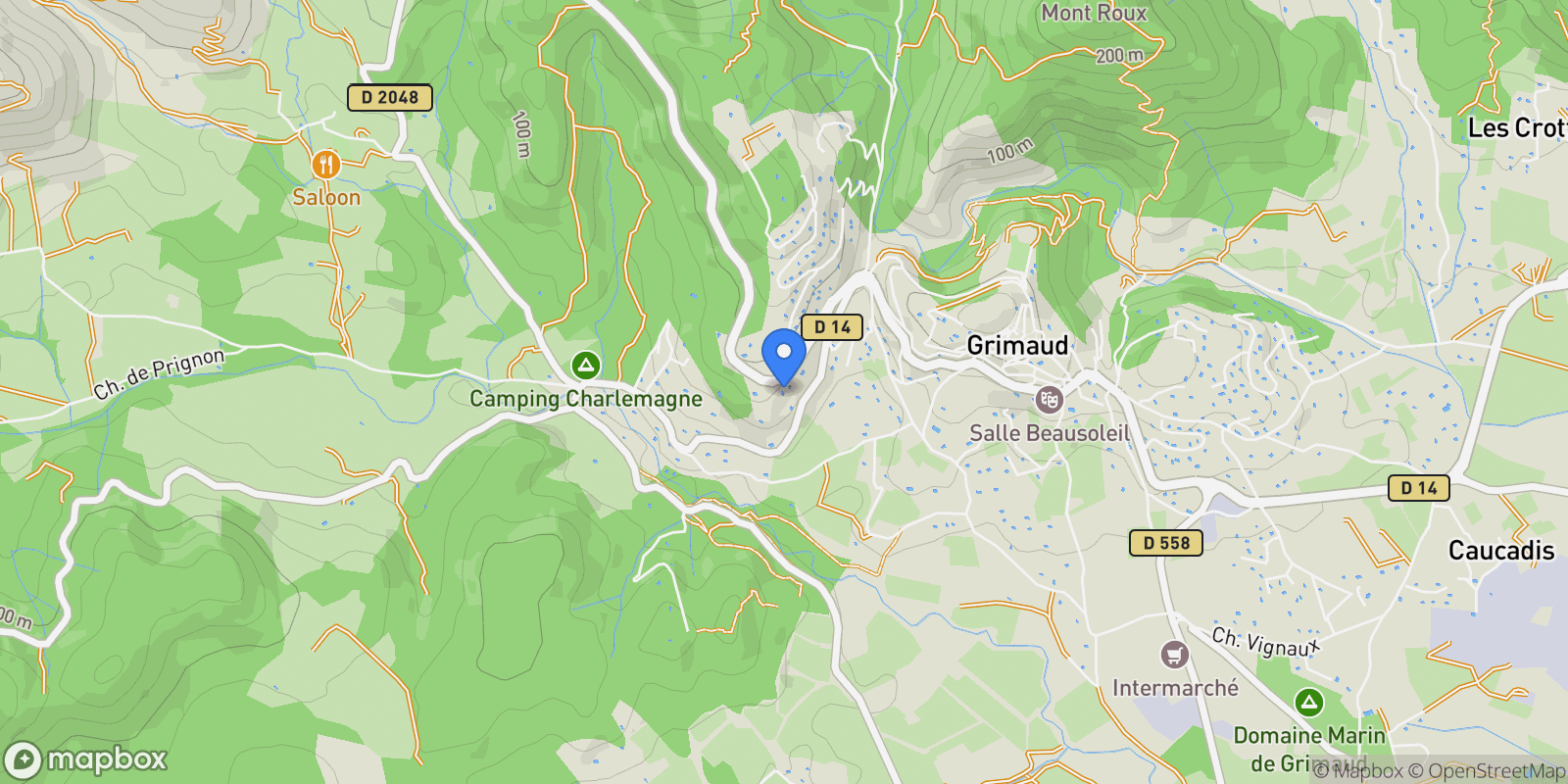 Map showing Grimaud, Provence-Alpes-Côte d'Azur, France.
