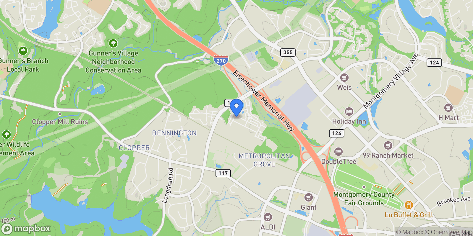 Map showing 207 Community Center Avenue, North Potomac, Maryland, United States.