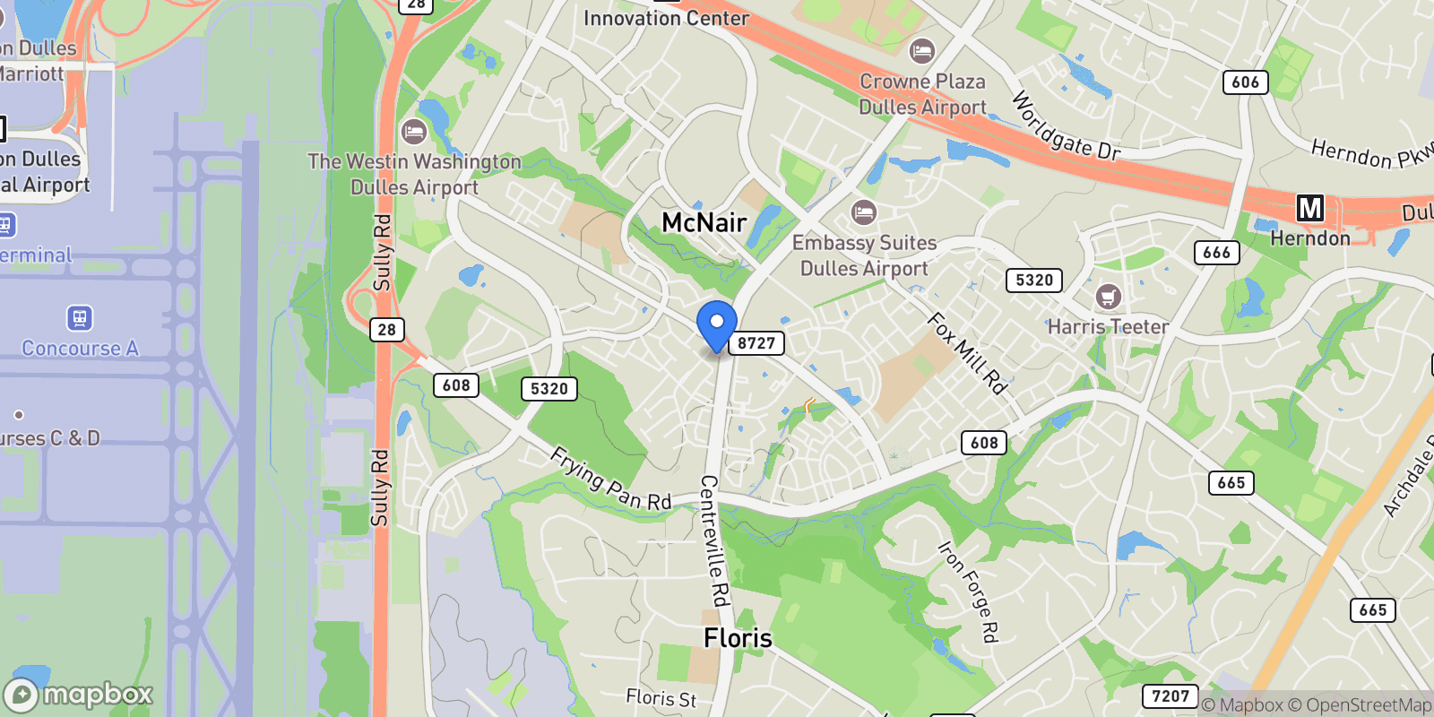 Map showing 13503 Bannacker Place, Herndon, Virginia, United States.