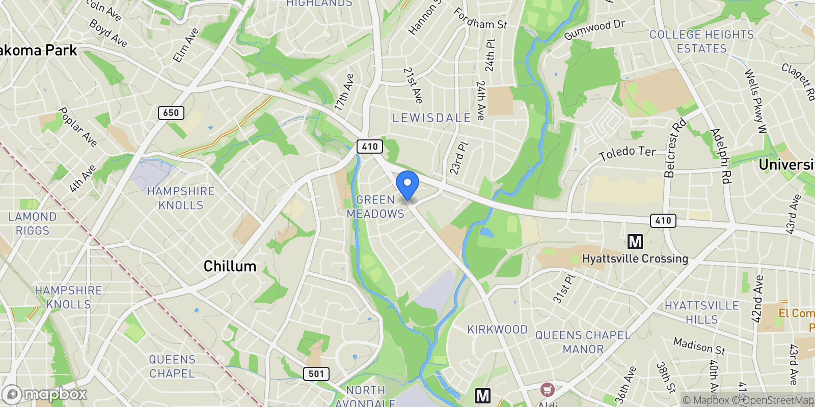 Map showing 6308 Ager Road, Adelphi, Maryland, United States.