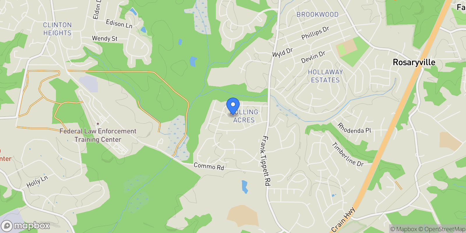 Map showing 10011 Dakin Court, Rosaryville, Maryland, United States.