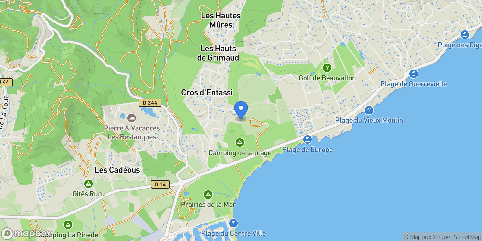 Map showing Grimaud, Provence-Alpes-Côte d'Azur, France.