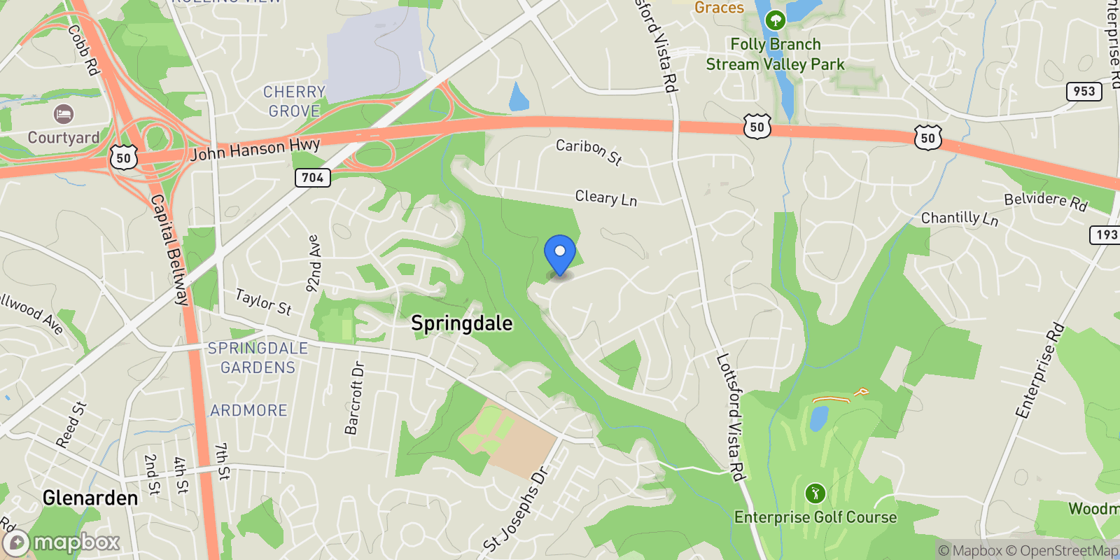 Map showing 9803 Bald Hill Road, Woodmore, Maryland, United States.