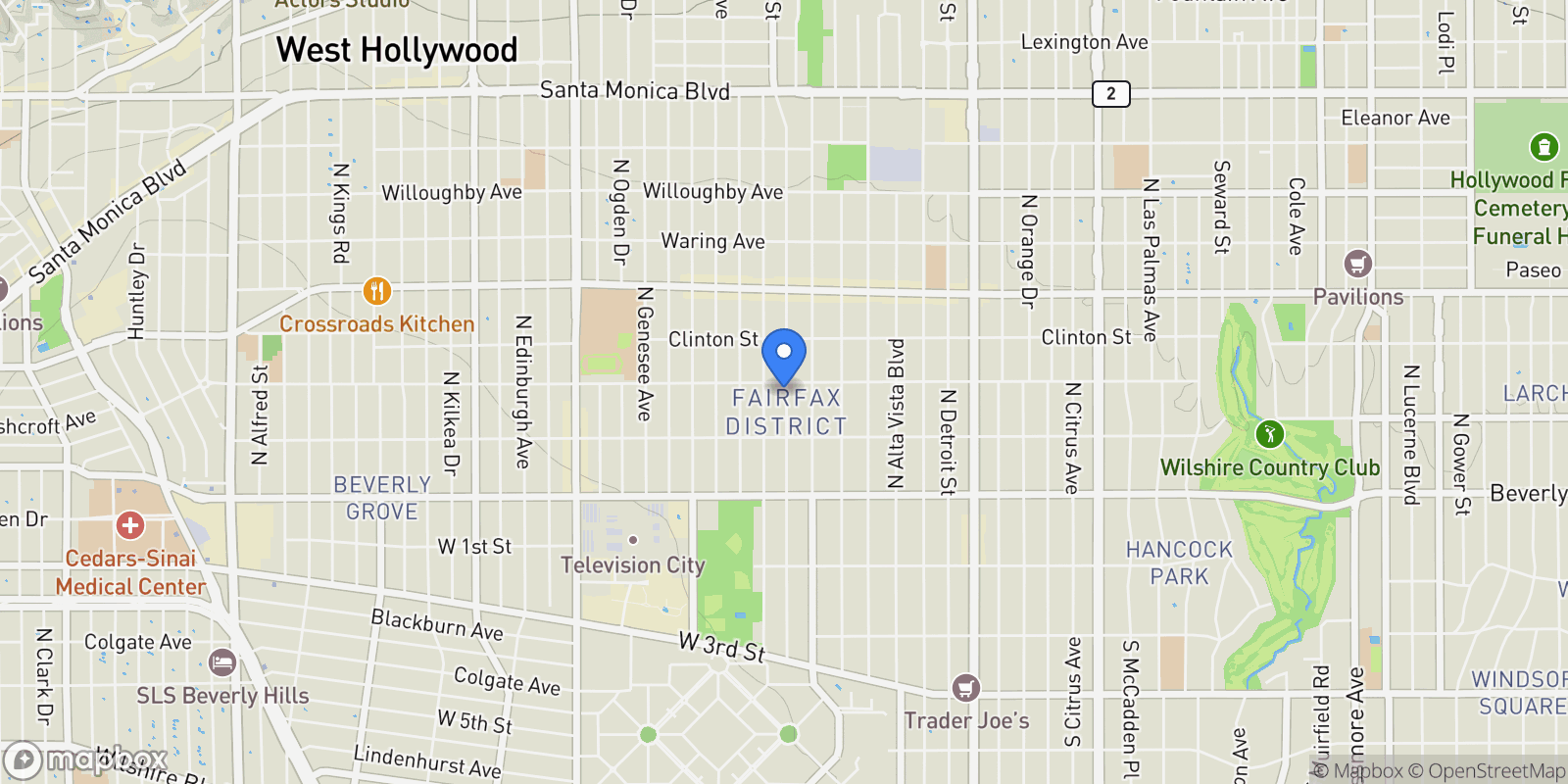 Map showing 461 N Vista Street, Los Angeles, California, United States.