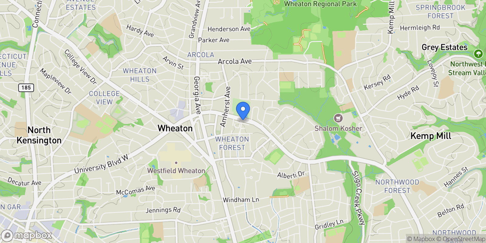 Map showing 2046 University Boulevard W, Silver Spring, Maryland, United States.