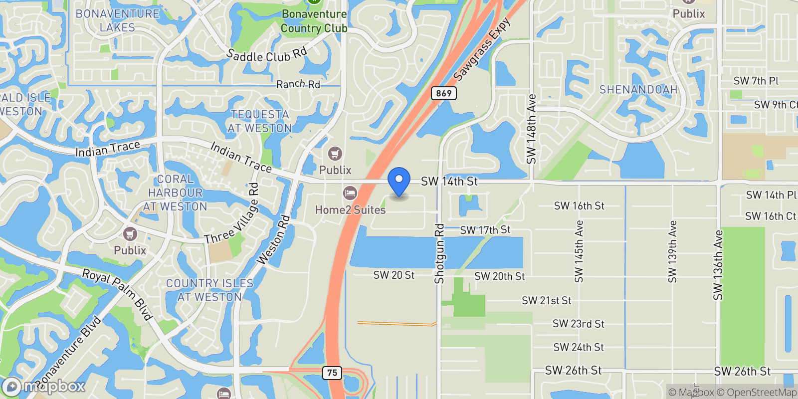 Map showing 15752 SW 15th St, Fort Lauderdale, Florida, United States.