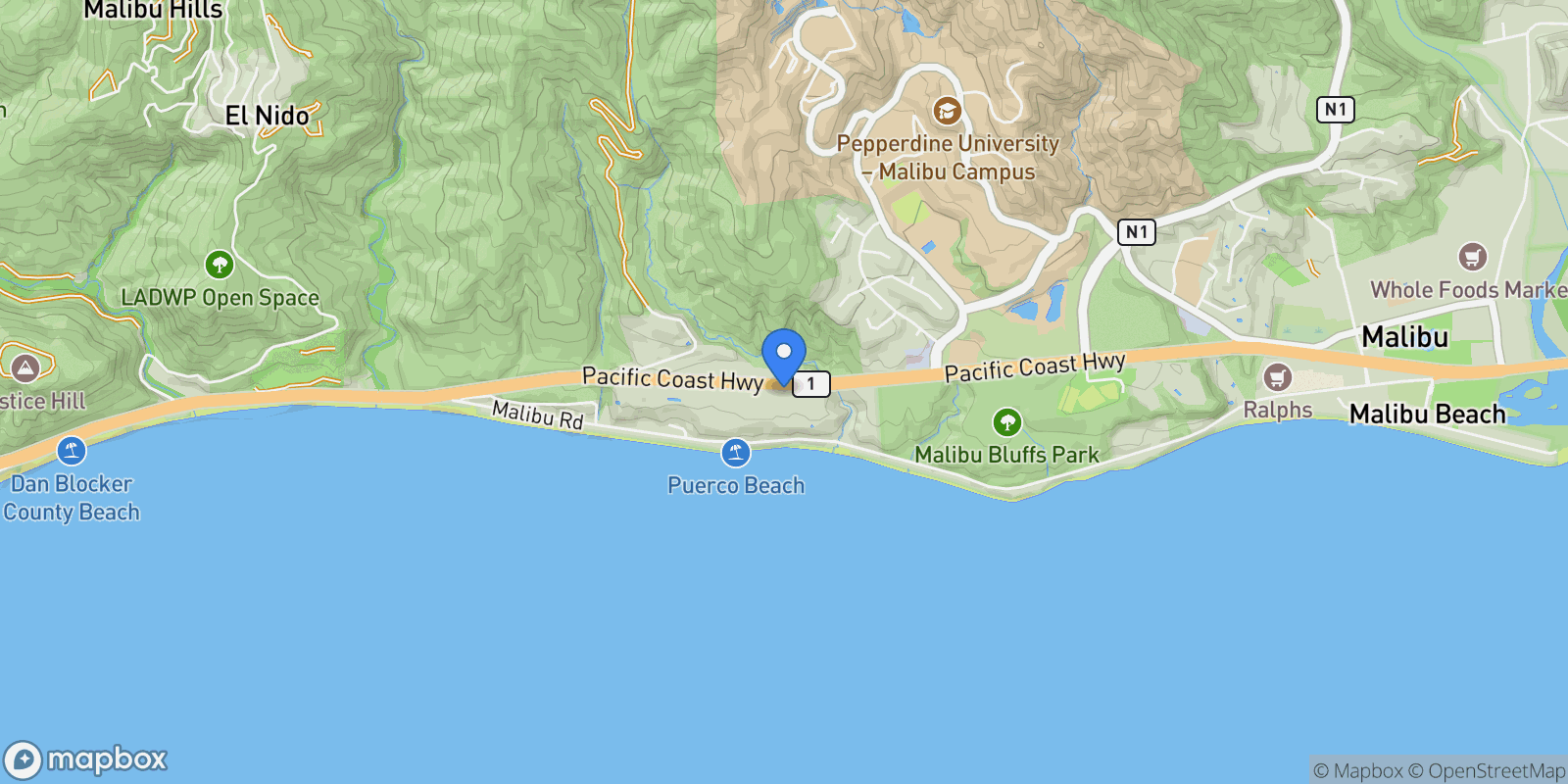 Map showing 24834 Pacific Coast Highway, Malibu, California, United States.