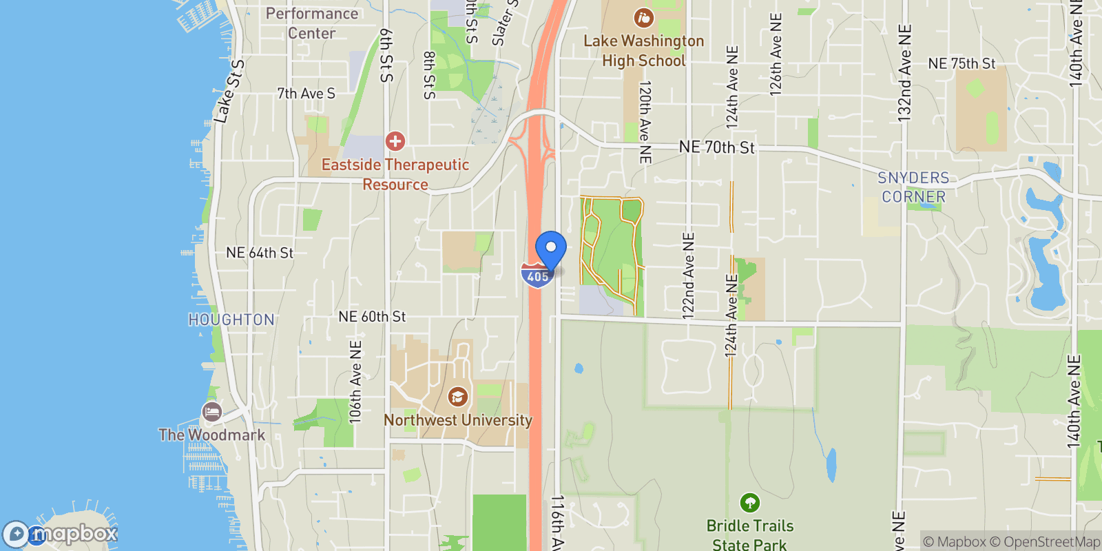 Map showing 6211 116th Ave NE, Kirkland, WA 98033, Kirkland, Washington, United States.