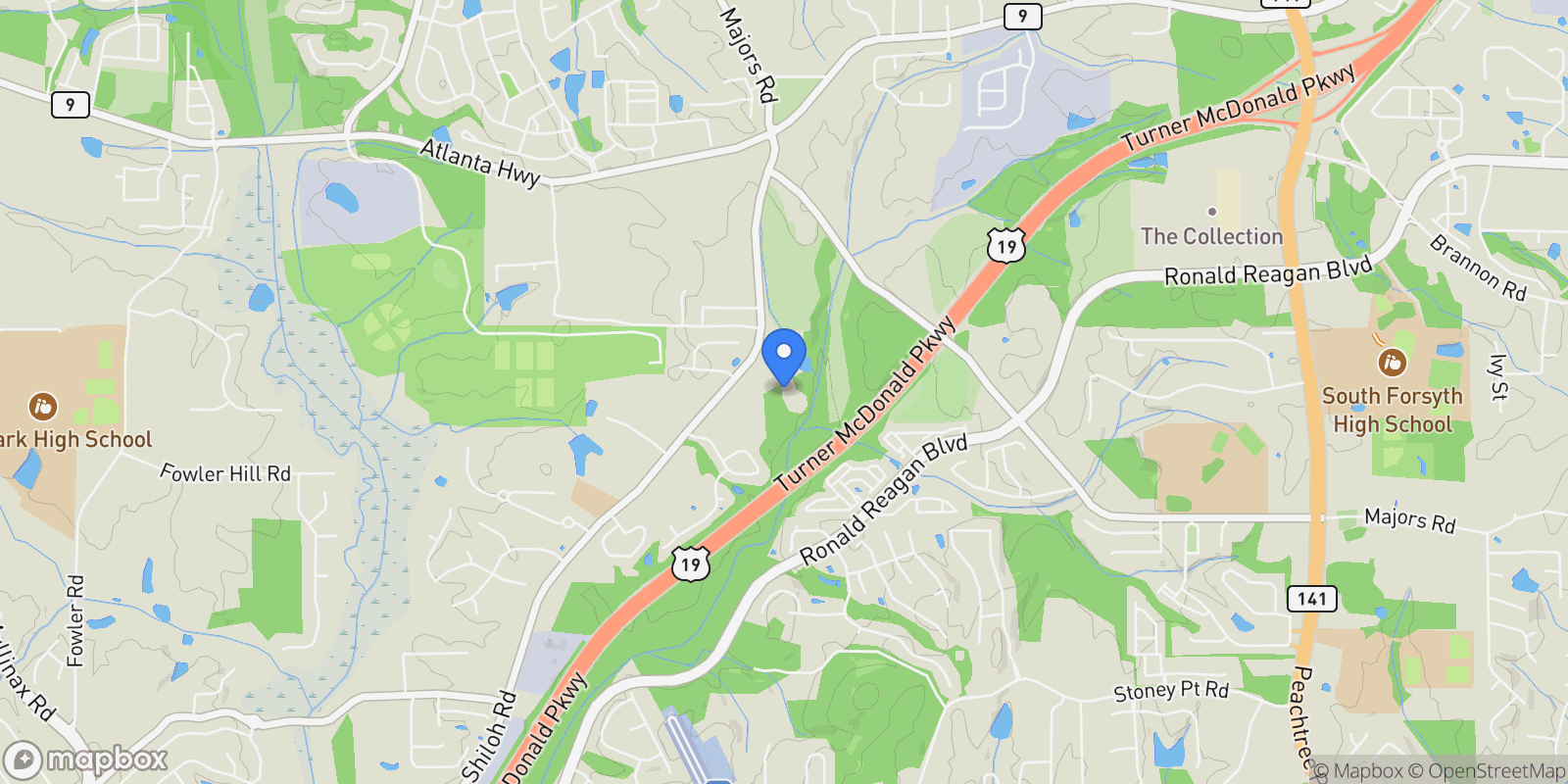 Map showing 4540 Natchez Lane, Cumming, Georgia, United States.