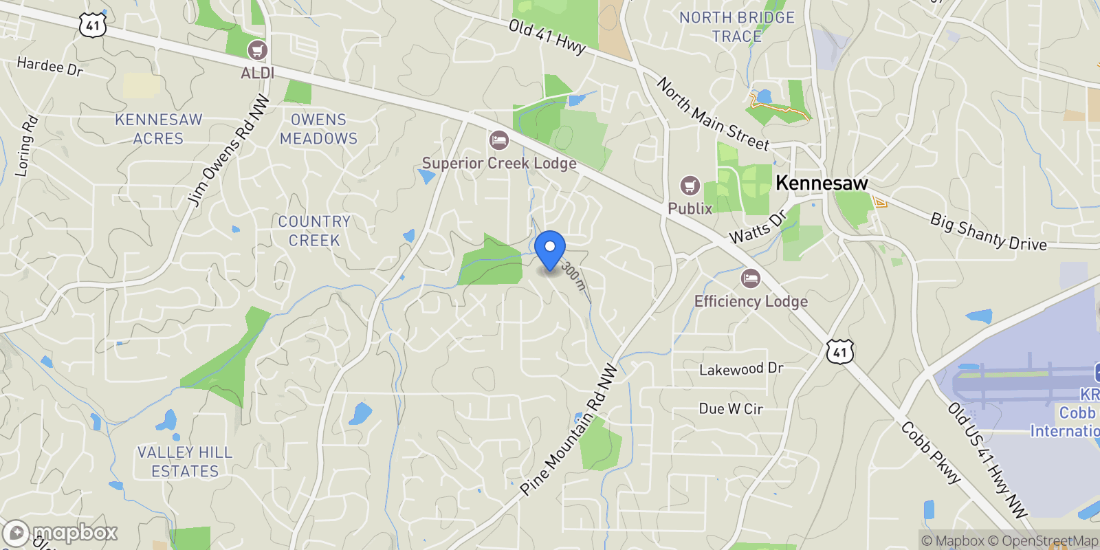 Map showing 2456 Hidden Creek Road, Kennesaw, Georgia, United States.