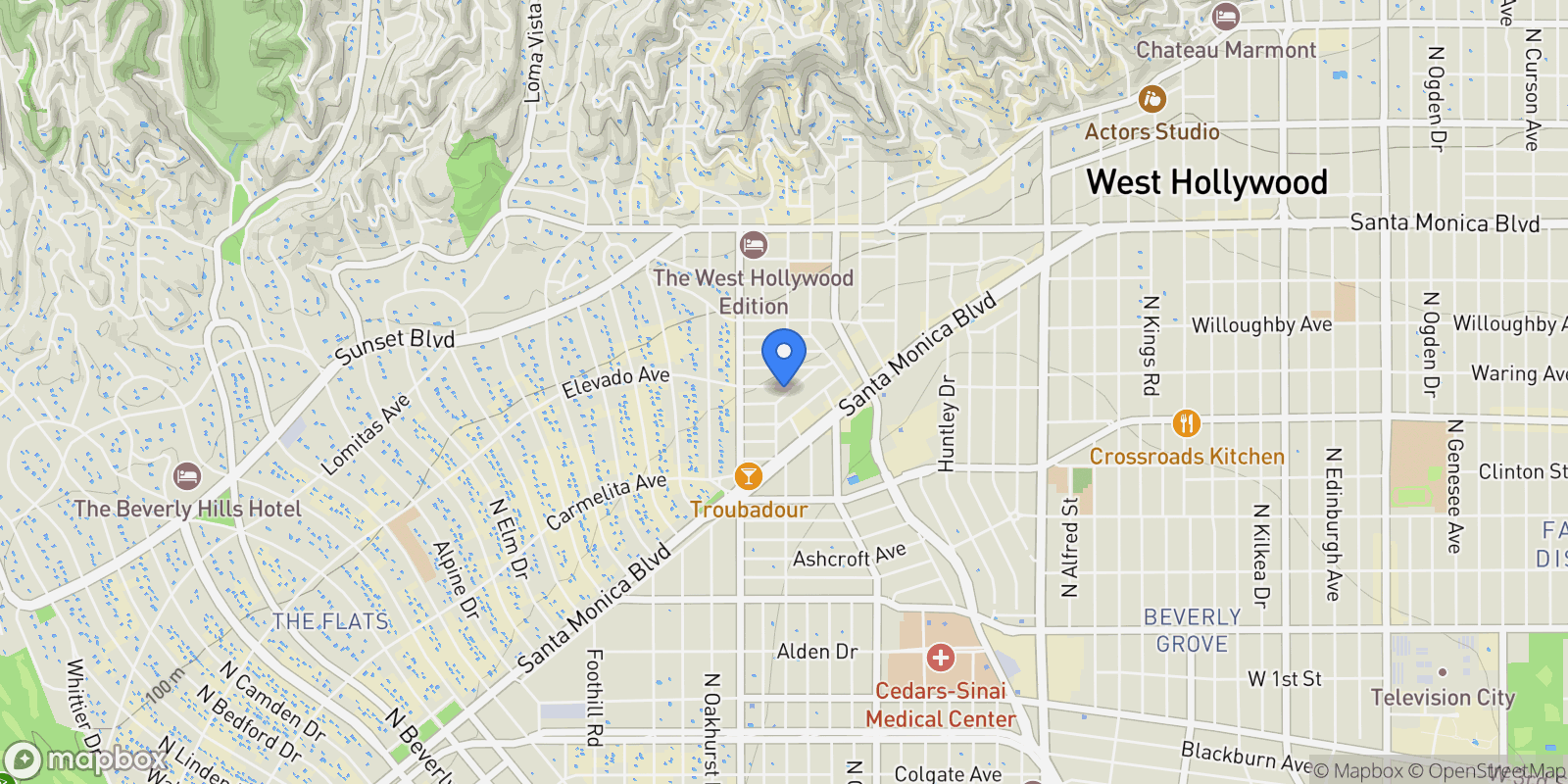 Map showing 9009 Lloyd Place, Los Angeles, California, United States.