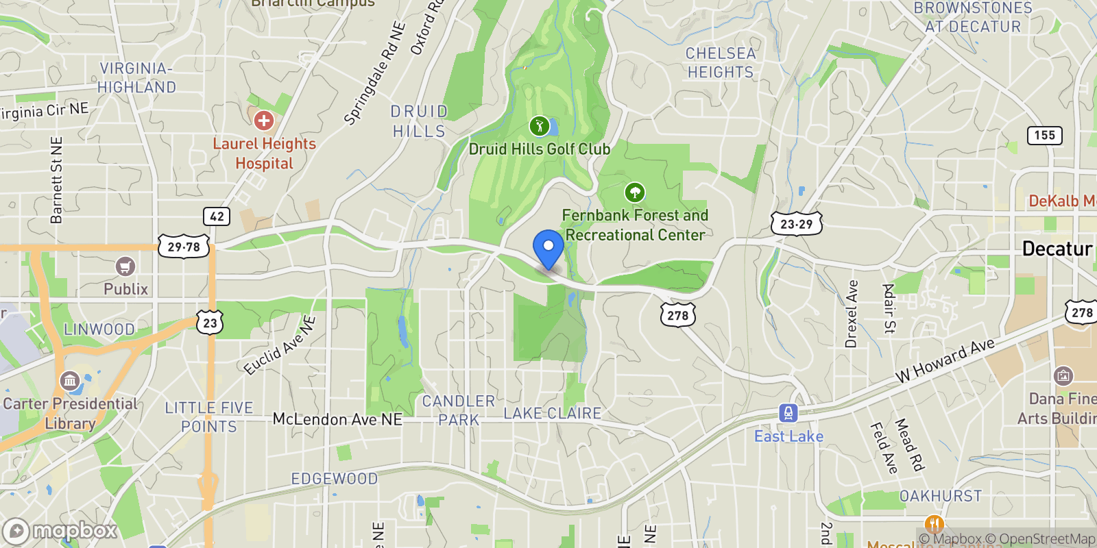 Map showing Atlanta, Georgia, United States.