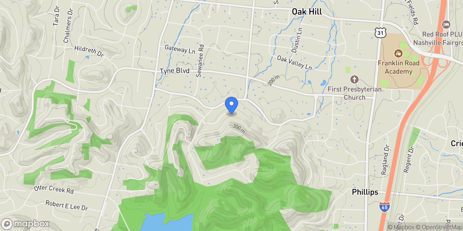 Map showing 1005 Balmoral Dr, Nashville, Tennessee, United States.
