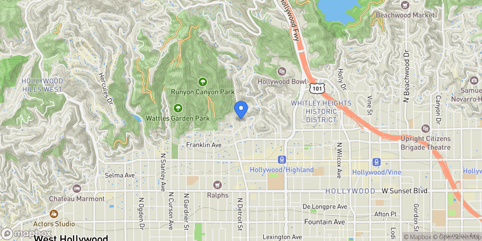 Map showing 2003 El Cerrito Place, Los Angeles, California, United States.