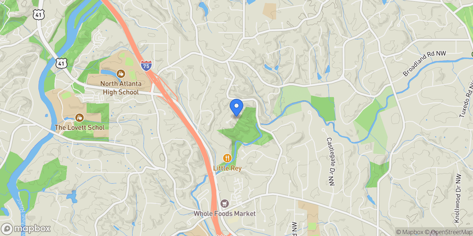Map showing Atlanta, Georgia, United States.