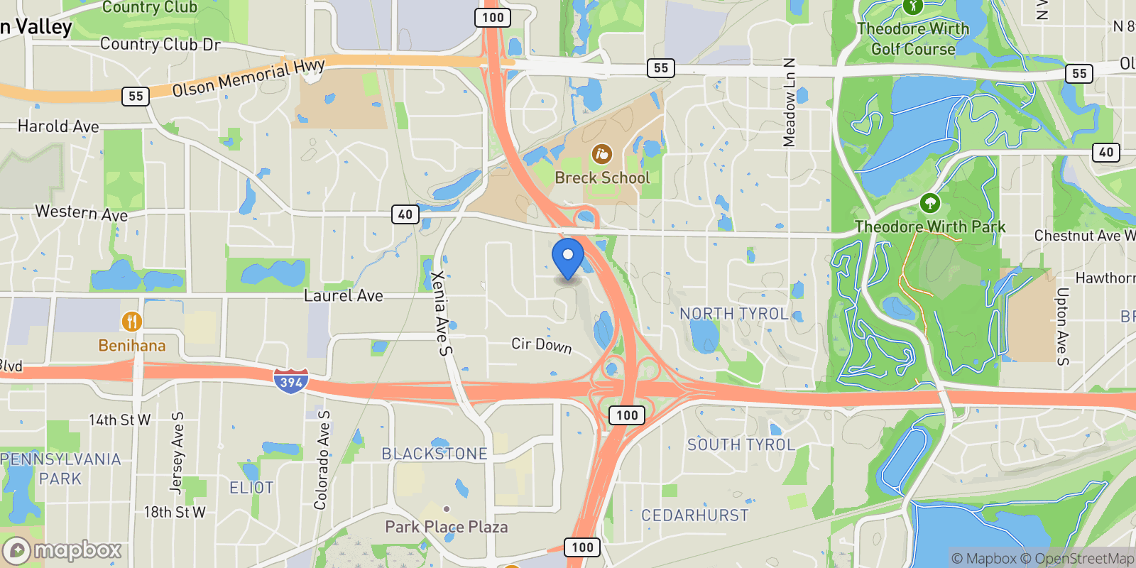 Map showing 5111 Colonial Drive, Golden Valley, MN 55416, Minneapolis, Minnesota, United States.