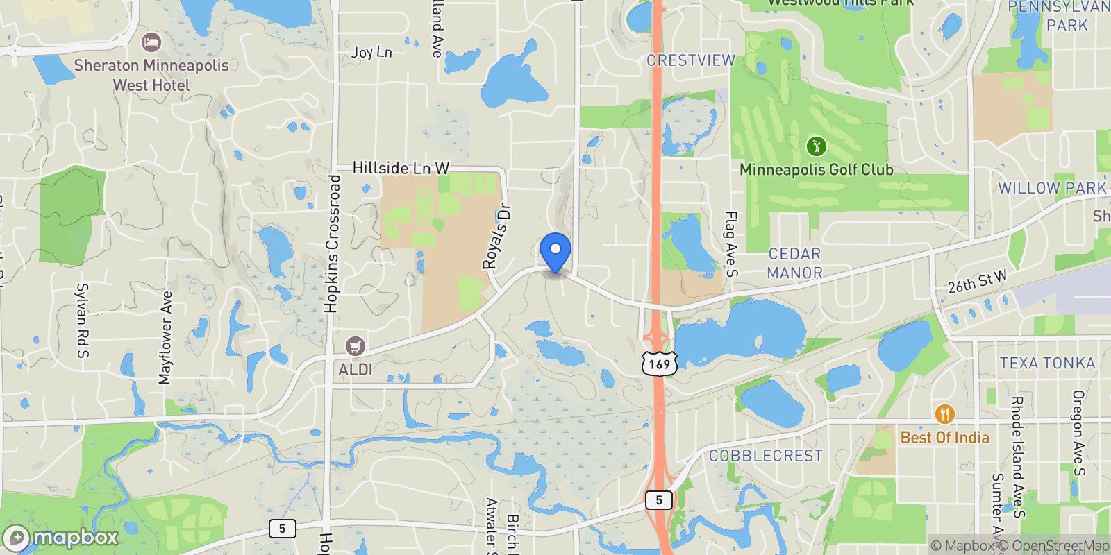 Map showing 2600 Cedar Green, Minnetonka, MN 55305, Minnetonka, Minnesota, United States.