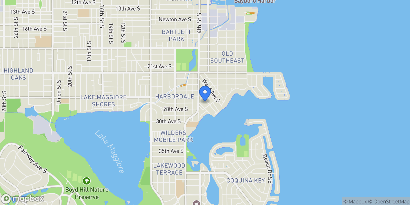 Map showing 2637 BAYSIDE DRIVE S, ST PETERSBURG, FL 33705, St. Petersburg, Florida, United States.