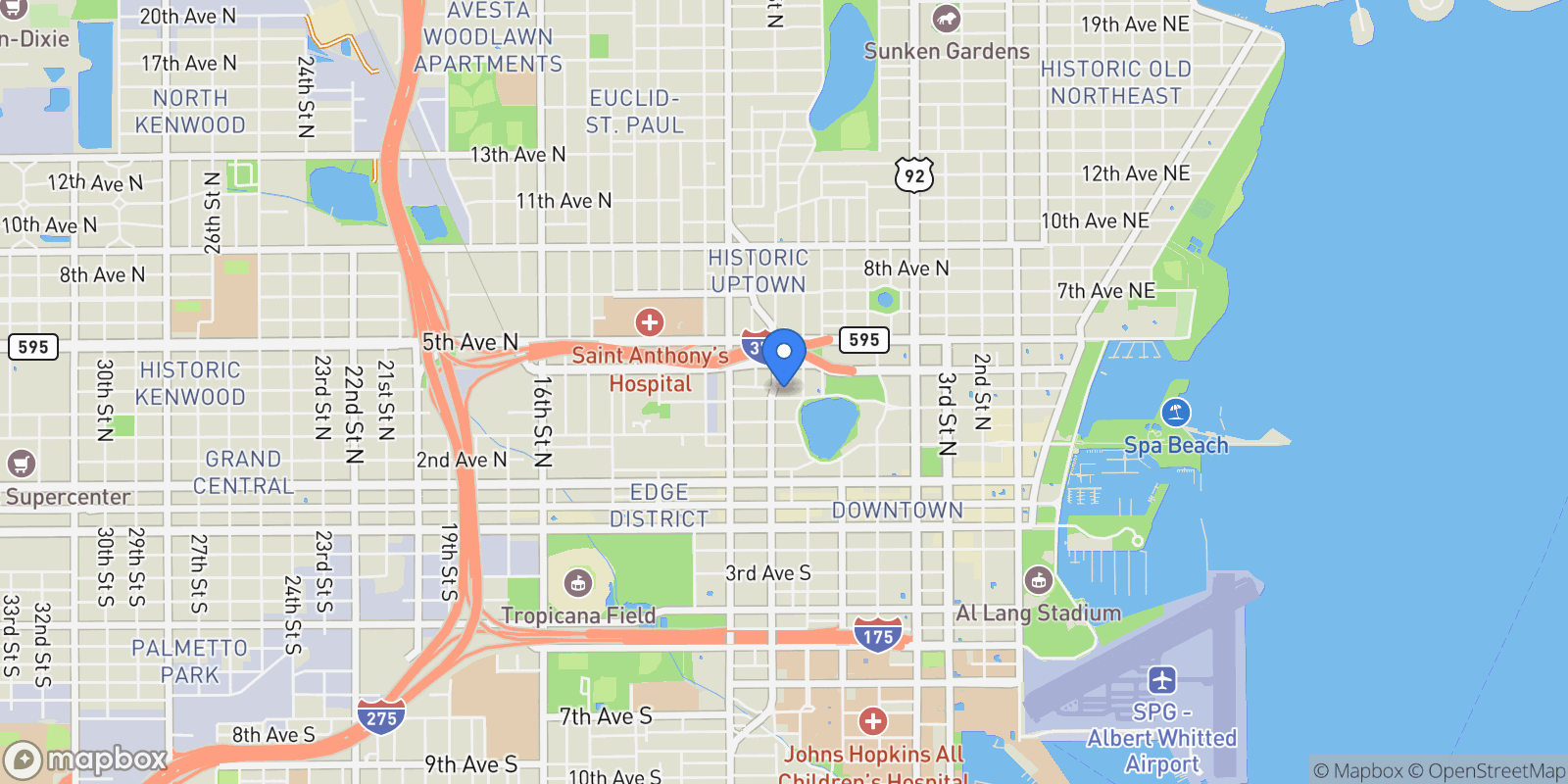 Map showing 777 3RD AVENUE N #1605, ST PETERSBURG, FL 33701, St. Petersburg, Florida, United States.