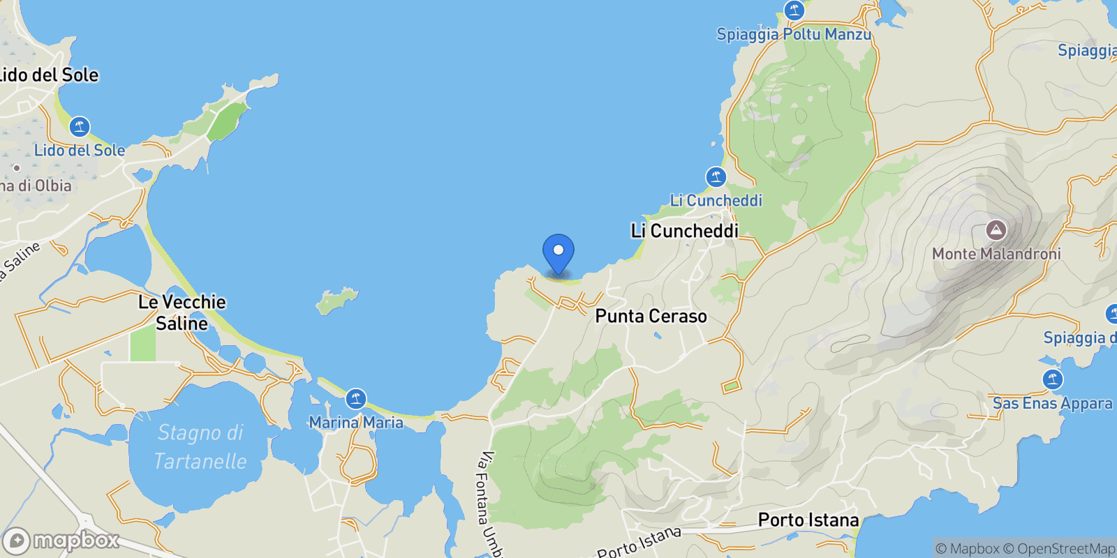 Map showing 07026 Bunthe SS, Italy, Bunthe, Sardinia, Italy.