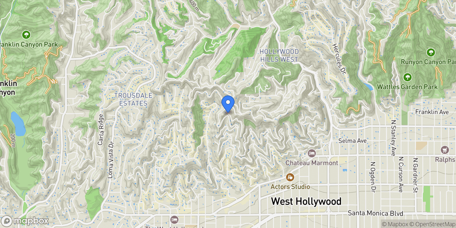 Map showing 1790 Viewmont Drive, Los Angeles, California, United States.