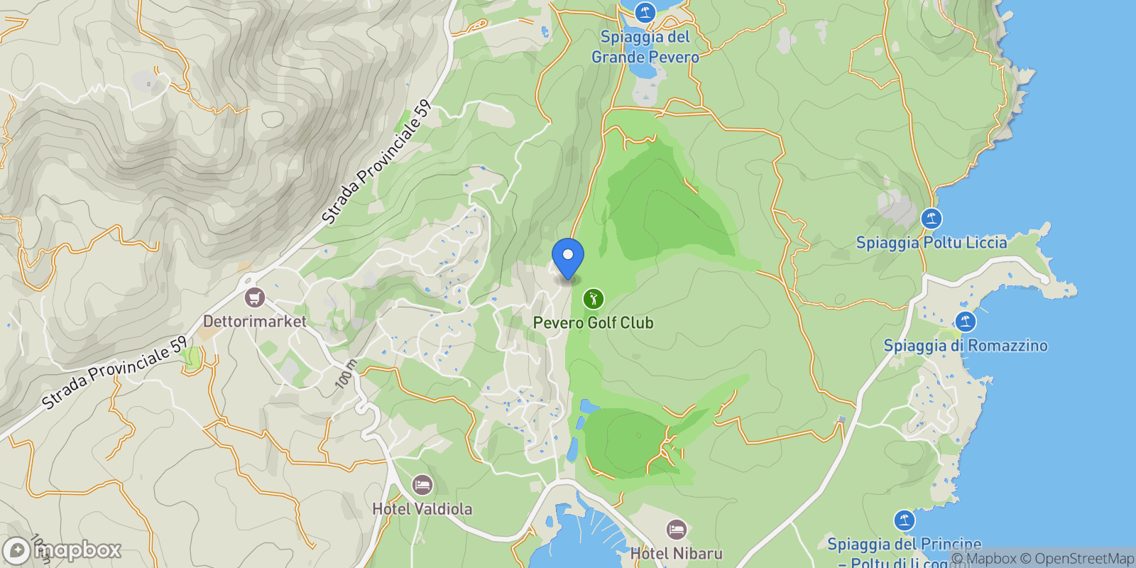 Map showing Via del Golf, 20, 07021 Porto Cervo SS, Italy, Porto Cervo, Sardinia, Italy.