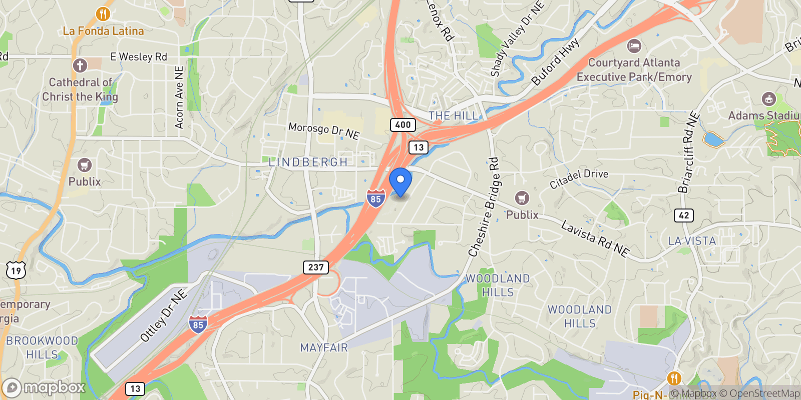 Map showing Atlanta, Georgia, United States.