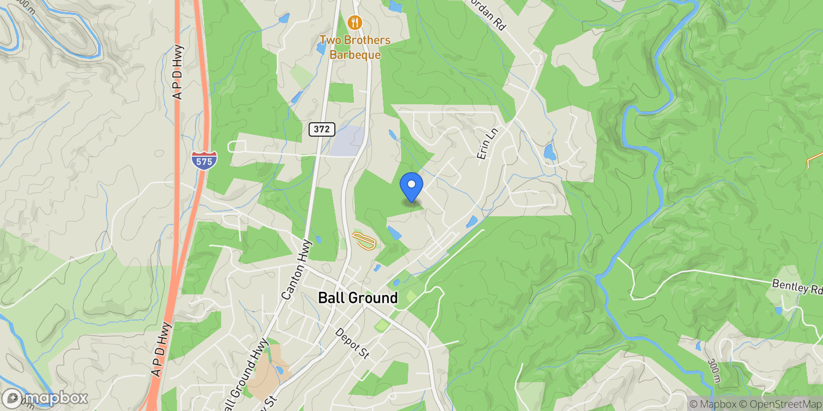 Map showing 326 Reese Way, Ball Ground, Georgia, United States.