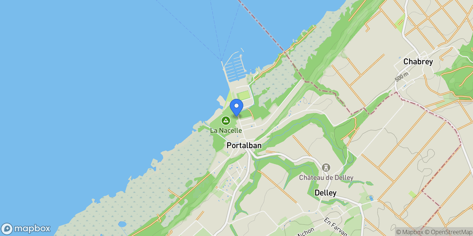 Map showing Portalban, FR 1568, Delley-Portalban, Fribourg, Switzerland.