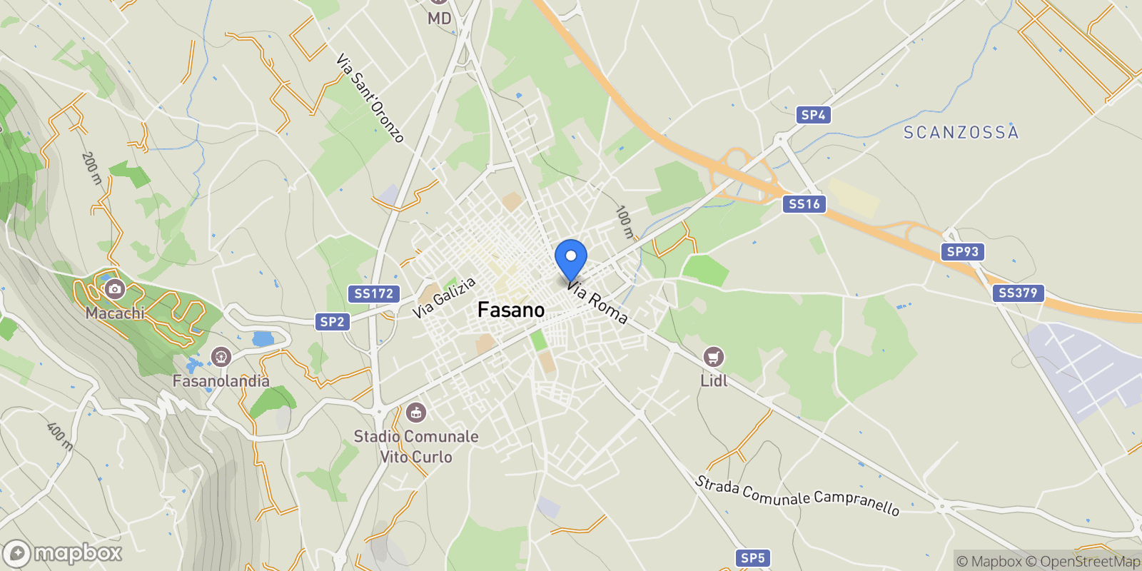 Map showing 72015 Fasano, BR, Italy, Fasano, Apulia, Italy.