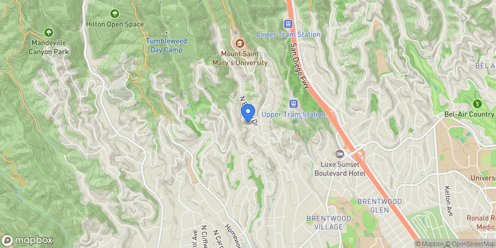 Map showing 12146 Travis Street, Los Angeles, California, United States.