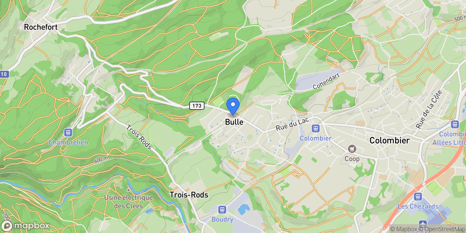 Map showing Bôle, NE 2014, Milvignes, Neuchâtel, Switzerland.