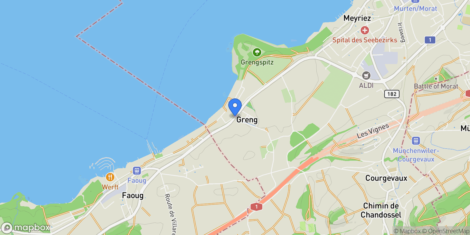 Map showing Greng, FR 3280, Greng, Fribourg, Switzerland.