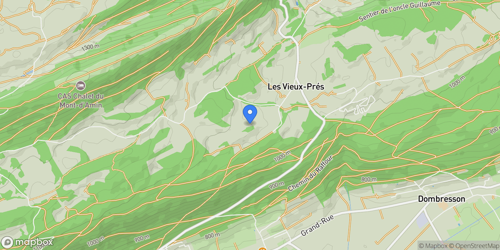 Map showing Chézard-St-Martin, NE 2054, Val-de-Ruz, Neuchâtel, Switzerland.