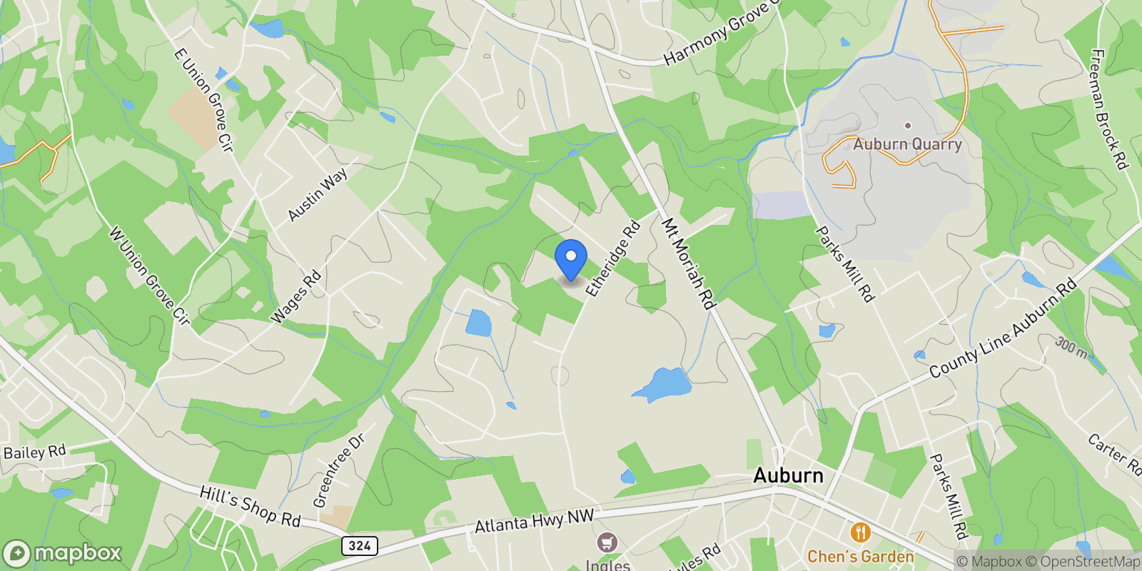 Map showing 280 ETHERIDGE Road, Auburn, Georgia, United States.