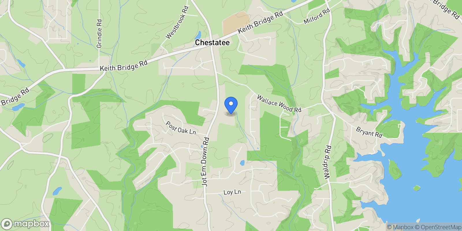 Map showing 8105 Jot Em Down Road, Gainesville, Georgia, United States.