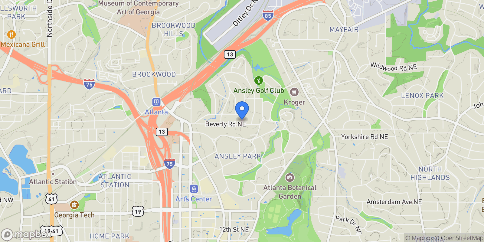 Map showing Atlanta, Georgia, United States.