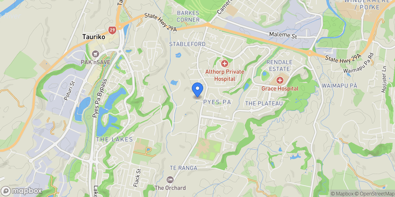 Map showing 6 Saville Place, Pyes Pa, Tauranga 3112, New Zealand, Tauranga, Bay of Plenty, New Zealand.